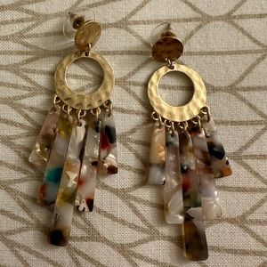 NWOT Charming Charlie Acetate Drop Earrings Multicolor Tortoise
